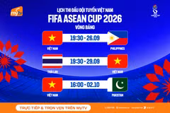 Lịch thi đấu của đội tuyển Việt Nam tại FIFA ASEAN Cup 2026 được MyTV tường thuật trực tiếp tới người hâm mộ.