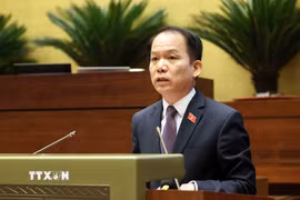 Bộ trưởng Bộ Tư pháp Hoàng Thanh Tùng phát biểu giải trình, làm rõ một số vấn đề đại biểu Quốc hội nêu. (Ảnh: An Đăng/TTXVN)