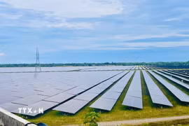 Nhà máy điện mặt trời Gio Thành 1 và Gio Thành 2 có tổng công suất 100 MWp, tổng mức đầu tư 2.300 tỷ đồng. (Ảnh: Nguyên Linh/TTXVN)