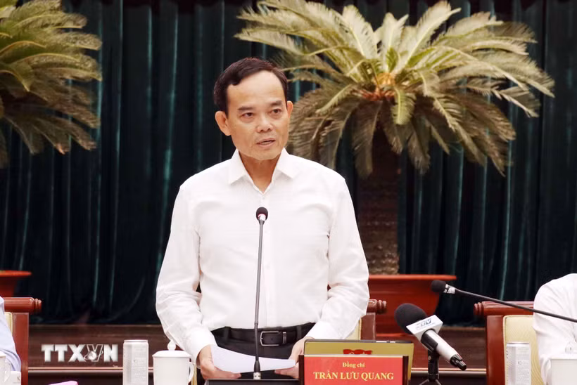 Bí thư Thành ủy Thành phố Hồ Chí Minh Trần Lưu Quang chủ trì Hội nghị. (Ảnh: Tiến Lực /TTXVN)