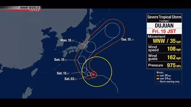 Cơn bão Dujuan. (Nguồn: NHK)