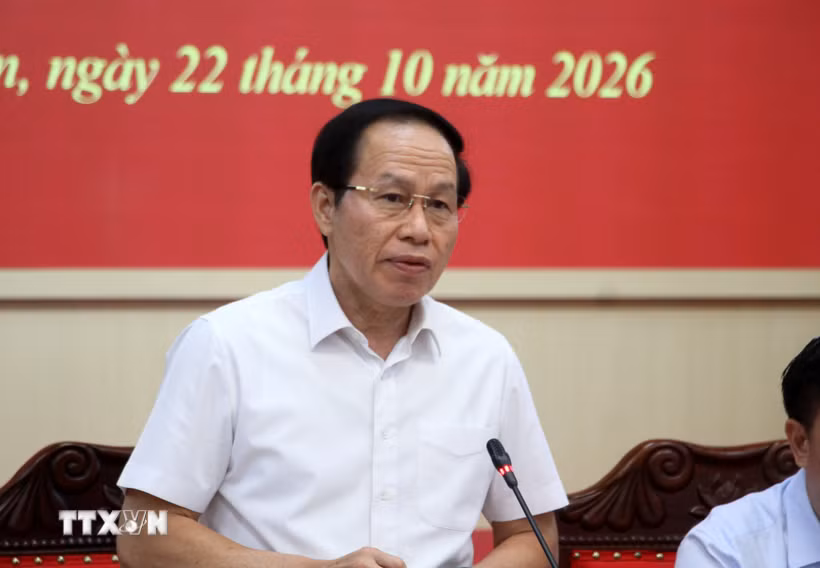Phó Thủ tướng Chính phủ Lê Tiến Châu phát biểu tại buổi làm việc. (Ảnh: Văn Tý/TTXVN)