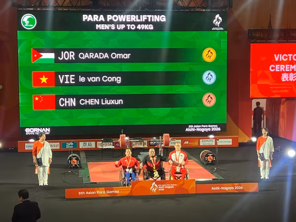 Đô cử Lê Văn Công giành Huy chương Bạc tại Asian Para Games 2026