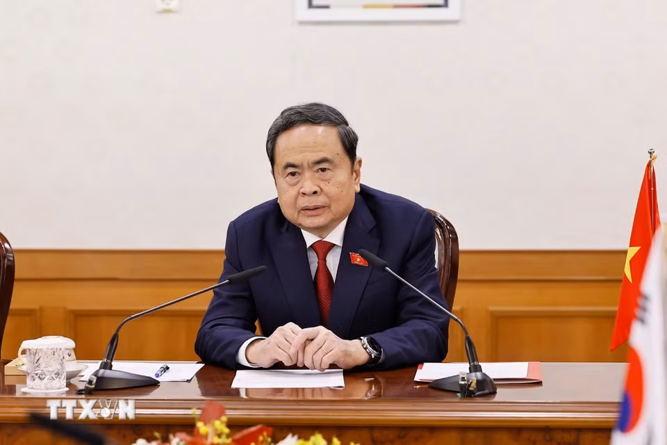 Chủ tịch Quốc hội Trần Thanh Mẫn phát biểu. (Ảnh: Doãn Tấn/TTXVN)