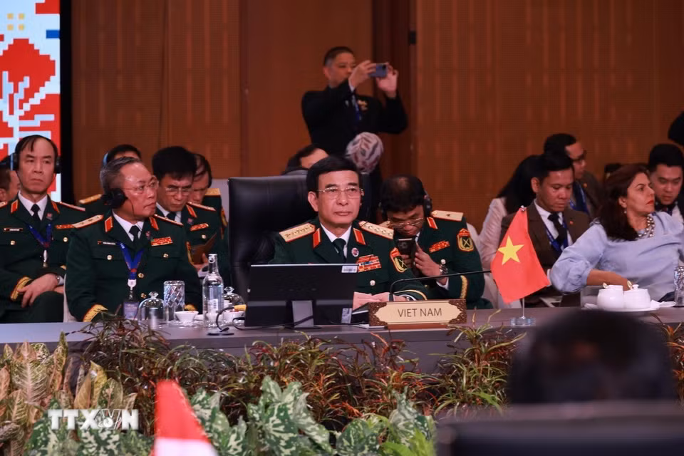 Đại tướng Phan Văn Giang, Bộ trưởng Quốc phòng Việt Nam tại Hội nghị. (Ảnh: TTXVN phát)