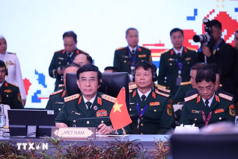 Đại tướng Phan Văn Giang, Bộ trưởng Quốc phòng Việt Nam tại Hội nghị. (Ảnh: TTXVN phát)