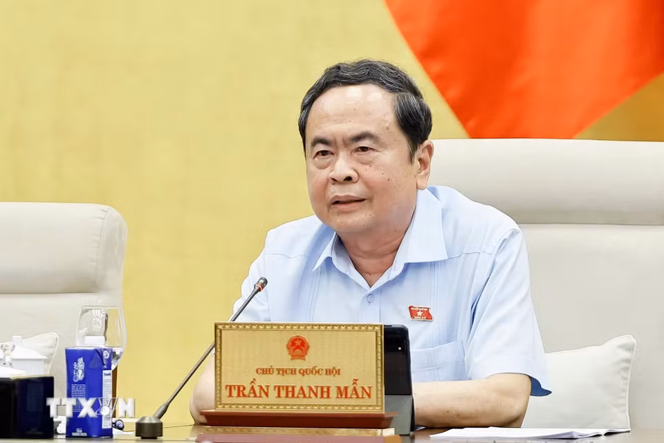 Chủ tịch Quốc hội Trần Thanh Mẫn phát biểu. (Ảnh: Doãn Tấn/TTXVN)