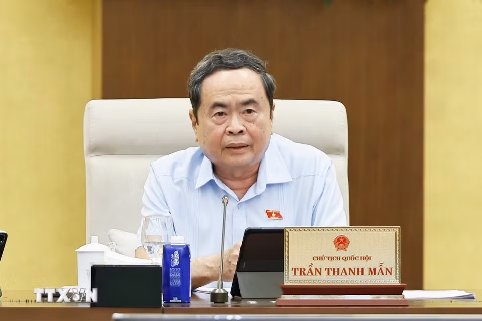 Chủ tịch Quốc hội Trần Thanh Mẫn phát biểu. (Ảnh: Doãn Tấn/TTXVN)