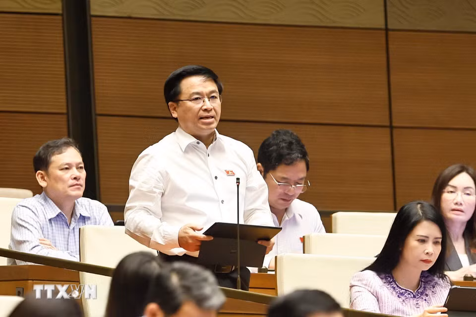 Đại biểu Quốc hội thành phố Hải Phòng Bùi Xuân Hải phát biểu. (Ảnh: Doãn Tấn/TTXVN)