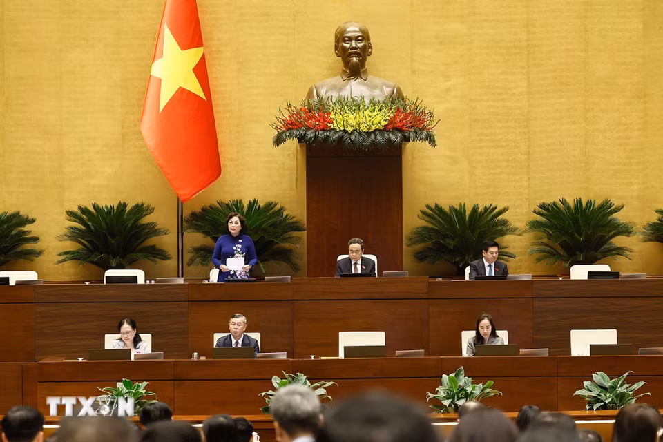 Phó Chủ tịch Quốc hội Nguyễn Thị Hồng phát biểu. (Ảnh: Doãn Tấn/TTXVN)