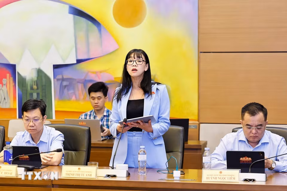 Đại biểu Quốc hội tỉnh Lâm Đồng Trịnh Thị Tú Anh phát biểu. (Ảnh: Doãn Tấn/TTXVN)