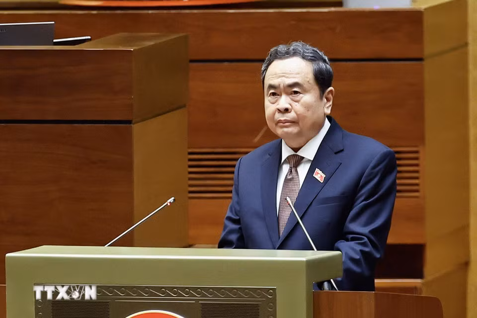 Chủ tịch Quốc hội Trần Thanh Mẫn phát biểu khai mạc Kỳ họp thứ hai, Quốc hội khóa XVI. (Ảnh: Doãn Tấn/TTXVN)