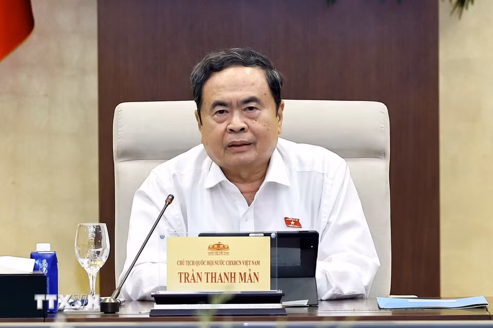 Chủ tịch Quốc hội Trần Thanh Mẫn phát biểu. (Ảnh: Doãn Tấn/TTXVN)