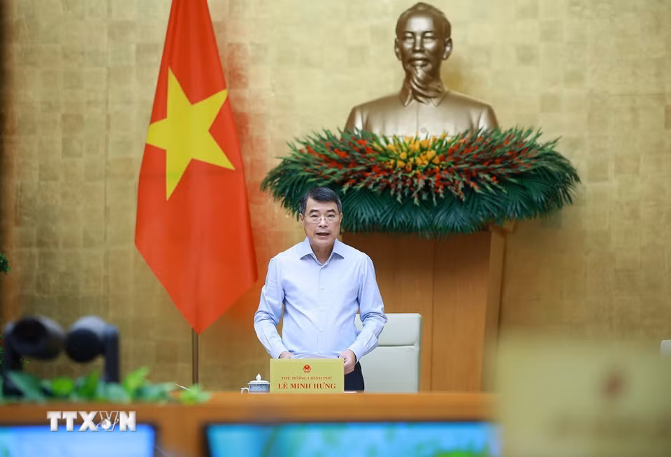 Thủ tướng Lê Minh Hưng chủ trì Phiên họp Chính phủ chuyên đề về xây dựng pháp luật tháng 8 năm 2026. (Ảnh: Dương Giang/TTXVN)