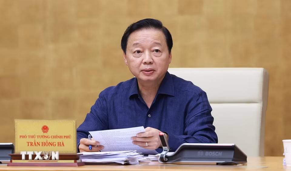 Phó Thủ tướng Trần Hồng Hà phát biểu tại Phiên họp Chính phủ chuyên đề về xây dựng pháp luật tháng 9 năm 2025 (phiên thứ hai). (Ảnh: Dương Giang/TTXVN)