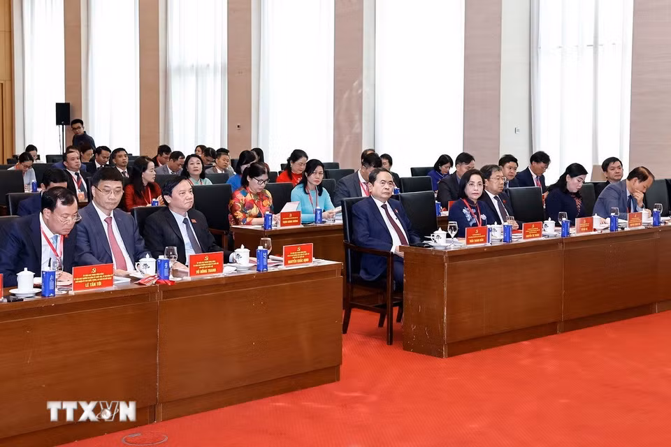 Chủ tịch Quốc hội Trần Thanh Mẫn và đại biểu dự đại hội. (Ảnh: Doãn Tấn/TTXVN)