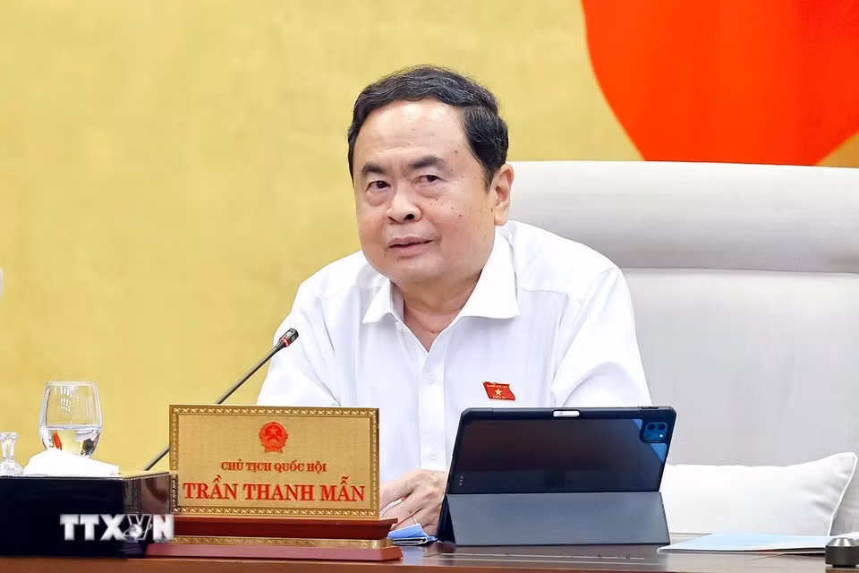 Chủ tịch Quốc hội Trần Thanh Mẫn phát biểu. (Ảnh: Doãn Tấn/TTXVN)