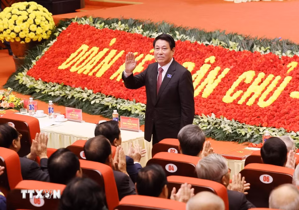 Chủ tịch nước Lương Cường dự Đại hội đại biểu tỉnh Phú Thọ nhiệm kỳ 2025-2030. (Ảnh: Lâm Khánh/TTXVN)