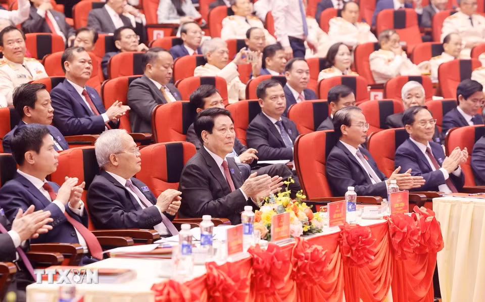 Chủ tịch nước Lương Cường và các đại biểu dự Đại hội. (Ảnh: Lâm Khánh/TTXVN)