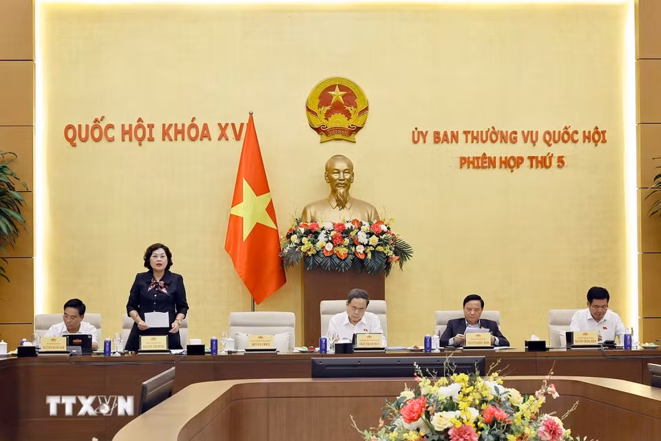 Phó Chủ tịch Quốc hội Nguyễn Thị Hồng phát biểu. (Ảnh: Doãn Tấn/TTXVN)