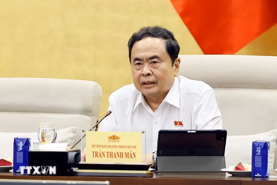 Chủ tịch Quốc hội Trần Thanh Mẫn phát biểu. (Ảnh: Doãn Tấn/TTXVN)