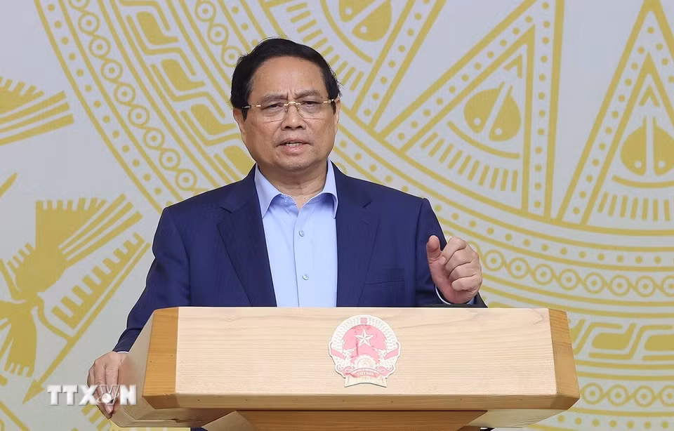 Thủ tướng Phạm Minh Chính kết luận Hội nghị triển khai Chương trình mục tiêu quốc gia phòng, chống ma tuý đến năm 2030. (Ảnh: Dương Giang/TTXVN)