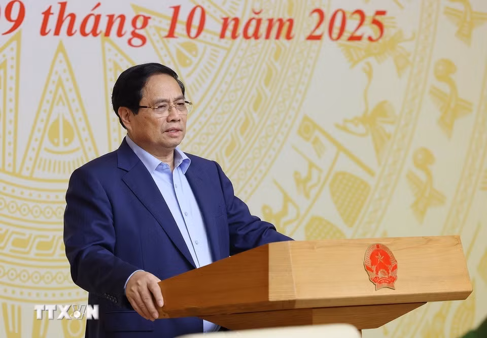 Thủ tướng Phạm Minh Chính chủ trì Hội nghị triển khai Chương trình mục tiêu quốc gia phòng, chống ma túy đến năm 2030. (Ảnh: Dương Giang/TTXVN)