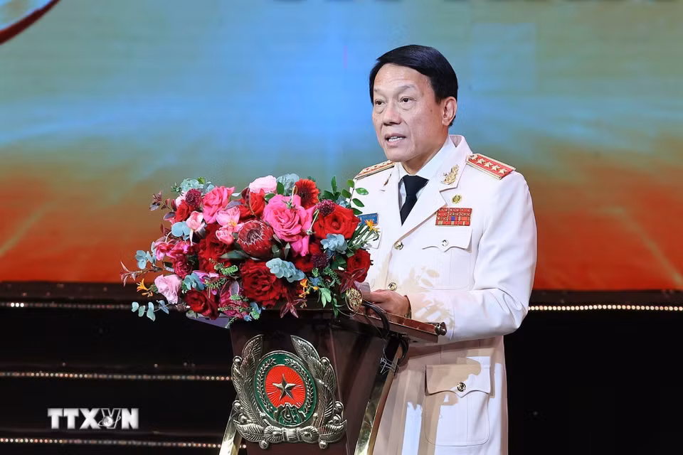 Đại tướng Lương Tam Quang, Bộ trưởng Bộ Công an phát biểu. (Ảnh: Doãn Tấn/TTXVN)