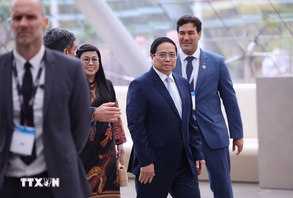 Thủ tướng Phạm Minh Chính đến dự Hội nghị Đại dương của Liên hợp quốc lần thứ 3. (Ảnh: Dương Giang/TTXVN)