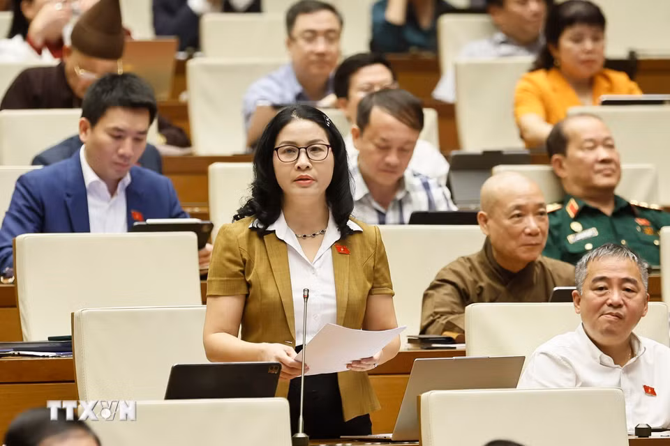 Đại biểu Quốc hội thành phố Hà Nội Nguyễn Thị Lan phát biểu. (Ảnh: Doãn Tấn/TTXVN)