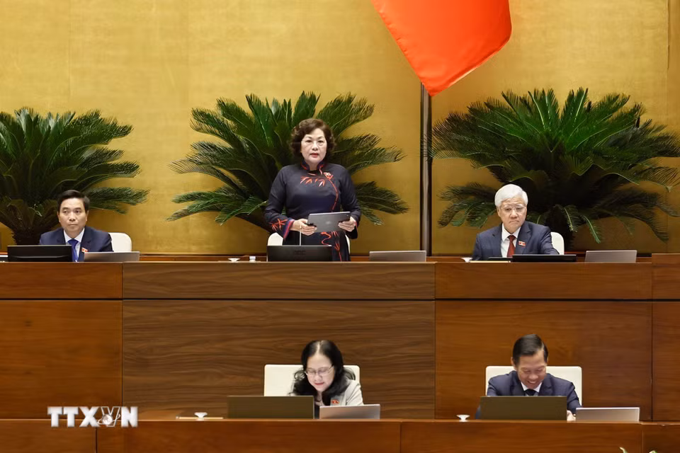 Phó Chủ tịch Quốc hội Nguyễn Thị Hồng phát biểu. (Ảnh: Doãn Tấn/TTXVN)