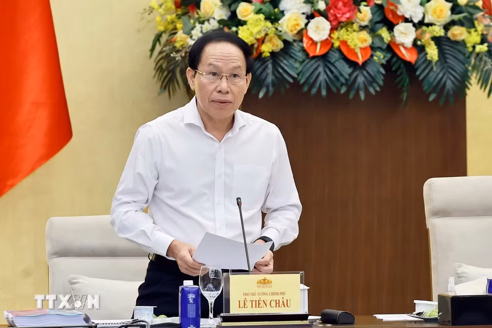 Phó Thủ tướng Chính phủ Lê Tiến Châu, Phó Trưởng ban Thường trực Ban Chỉ đạo phát biểu. (Ảnh: Doãn Tấn/TTXVN)