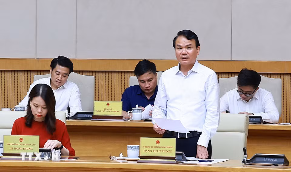 Bộ trưởng, Chủ nhiệm Văn phòng Chính phủ Đặng Xuân Phong phát biểu. (Ảnh: Dương Giang/TTXVN)