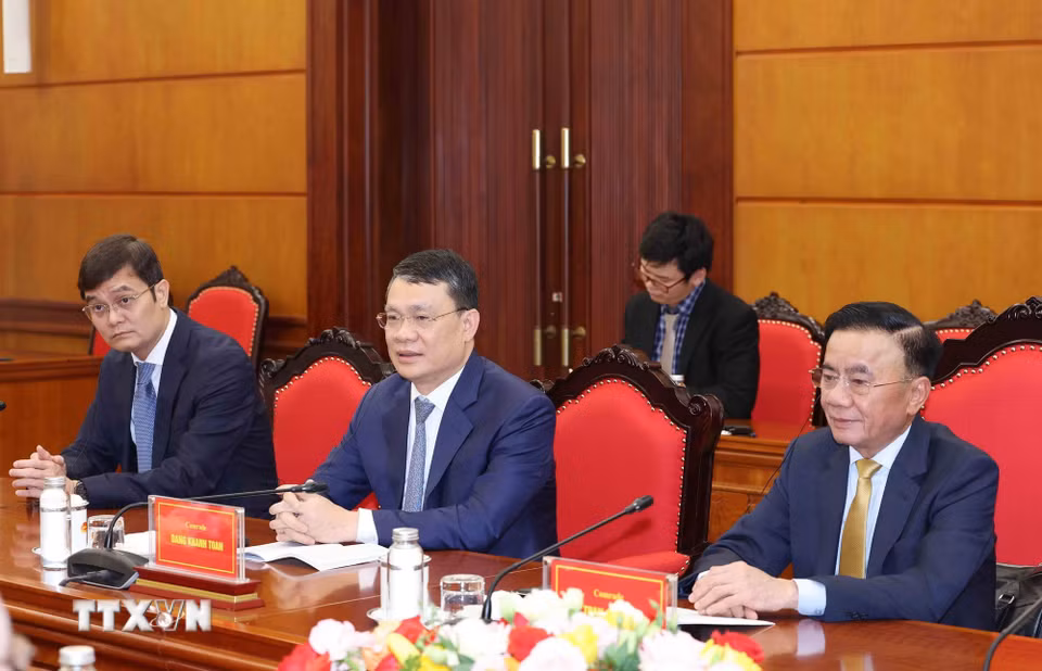 Thường trực Ban Bí thư Trần Cẩm Tú phát biểu tại buổi tiếp. (Ảnh: Phương Hoa/TTXVN)