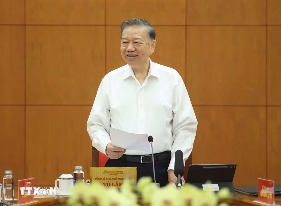 Tổng Bí thư, Chủ tịch nước Tô Lâm phát biểu chỉ đạo. (Ảnh: Thống Nhất/TTXVN)