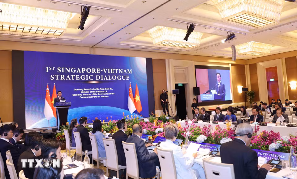 Đối thoại Chiến lược Việt Nam-Singapore lần thứ nhất giữa Đảng Cộng sản Việt Nam và Đảng Hành động Nhân dân Singapore. (Ảnh: Phương Hoa/TTXVN)