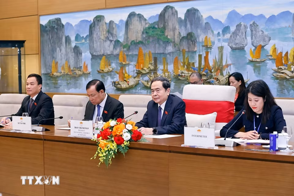 Chủ tịch Quốc hội Trần Thanh Mẫn phát biểu. (Ảnh: Doãn Tấn/TTXVN)