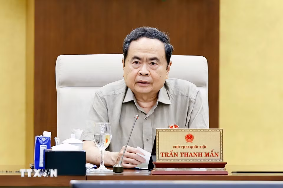 Chủ tịch Quốc hội Trần Thanh Mẫn phát biểu. (Ảnh: Doãn Tấn/TTXVN)