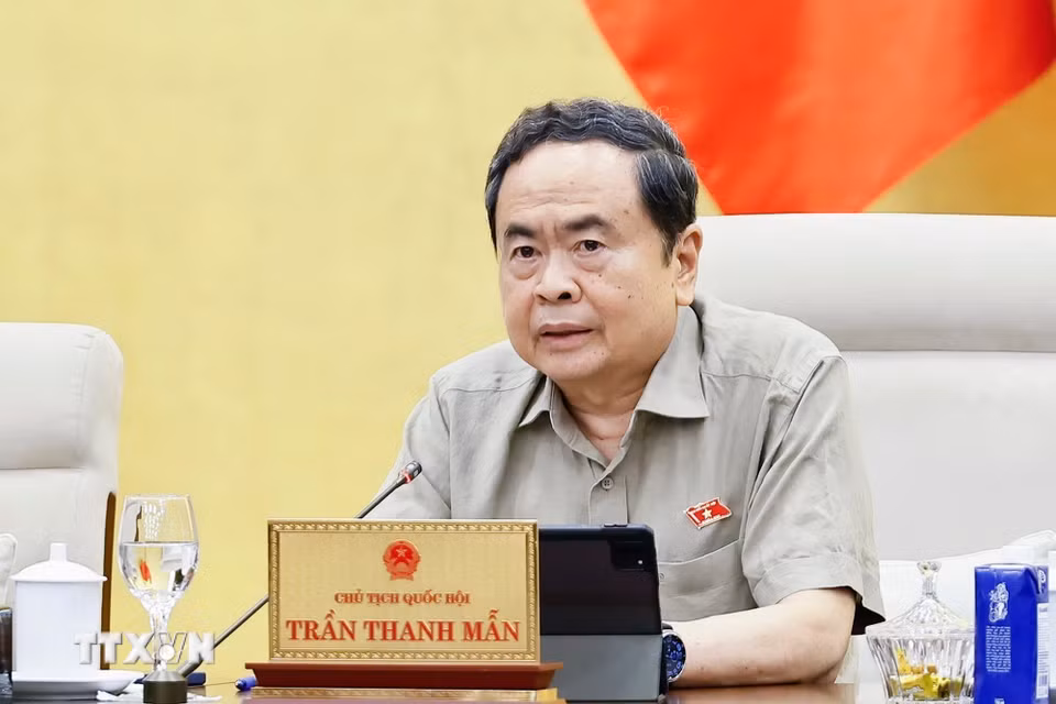 Chủ tịch Quốc hội Trần Thanh Mẫn phát biểu. (Ảnh: Doãn Tấn/TTXVN)