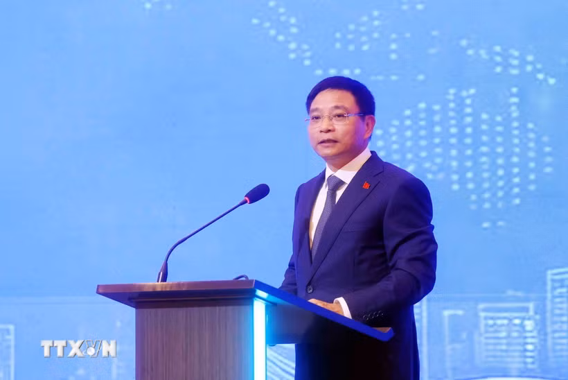 Phó Thủ tướng Nguyễn Văn Thắng phát biểu tại Diễn đàn doanh nghiệp Việt Nam-Myanmar năm 2026. (Ảnh: Phạm Kiên/TTXVN)