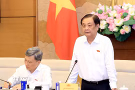 Ông Lê Minh Hoan, Ủy viên Trung ương Đảng, Phó Chủ tịch Quốc hội, Trưởng Đoàn giám sát của Quốc hội phát biểu. (Ảnh: Tuấn Anh/TTXVN)