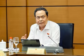 Chủ tịch Quốc hội Trần Thanh Mẫn, đại biểu Quốc hội Thành phố Hồ Chí Minh phát biểu tại buổi thảo luận ở tổ về 3 dự án luật: Luật Đất đai (sửa đổi); Luật Nhà ở (sửa đổi); Luật Kinh doanh bất động sản (sửa đổi). (Ảnh: Doãn Tấn/TTXVN)