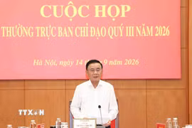 Đồng chí Trần Cẩm Tú, Ủy viên Bộ Chính trị, Thường trực Ban Bí thư, Trưởng Ban Chỉ đạo 35 Trung ương phát biểu chỉ đạo cuộc họp. (Ảnh: Phương Hoa/TTXVN)