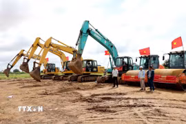 Dự án nhà máy đốt chất thải rắn phát điện công nghệ hiện đại với tổng vốn đầu tư hơn 1.550 tỷ đồng được xây dựng tại xã Thụy Trình, huyện Thái Thụy. (Ảnh: Thế Duyệt/TTXVN)