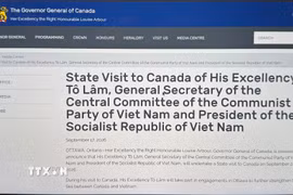 Thông cáo báo chí được đăng tải trên trang thông tin của Văn phòng Toàn quyền Canada. (Ảnh: TTXVN phát)