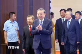 Tổng Bí thư Tô Lâm tới dự Lễ kỷ niệm 80 năm Ngày truyền thống Tòa án Nhân dân (13/9/1945-13/9/2025). (Ảnh: Phạm Kiên/TTXVN)