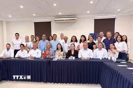 Quang cảnh Hội thảo kết nối doanh nghiệp Việt Nam-Veracruz nhằm giới thiệu tiềm năng hợp tác kinh tế, thương mại và đầu tư giữa Việt Nam với bang Veracruz, Mexico. (Ảnh: TTXVN phát)