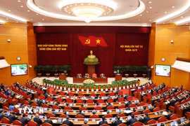 Phiên Khai mạc Hội nghị lần thứ tư Ban Chấp hành Trung ương Đảng khóa XIV. (Ảnh: Phương Hoa/TTXVN)