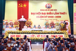 Quang cảnh Đại hội đại biểu Đảng bộ xã Hiệp Đức lần thứ I, nhiệm kỳ 2025-2030. (Ảnh: Trần Lê Lâm/TTXVN)
