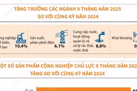 Chỉ số sản xuất công nghiệp 9 tháng của năm 2025 tăng 9,1% 
